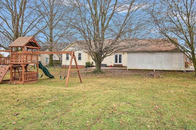 view of yard featuring a playground