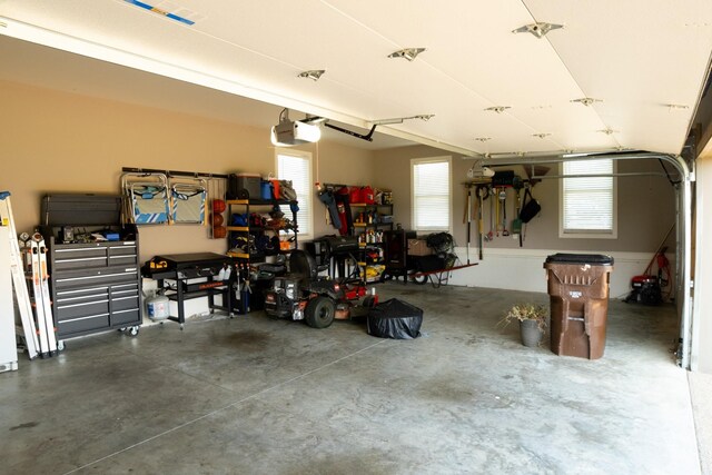 garage with a garage door opener