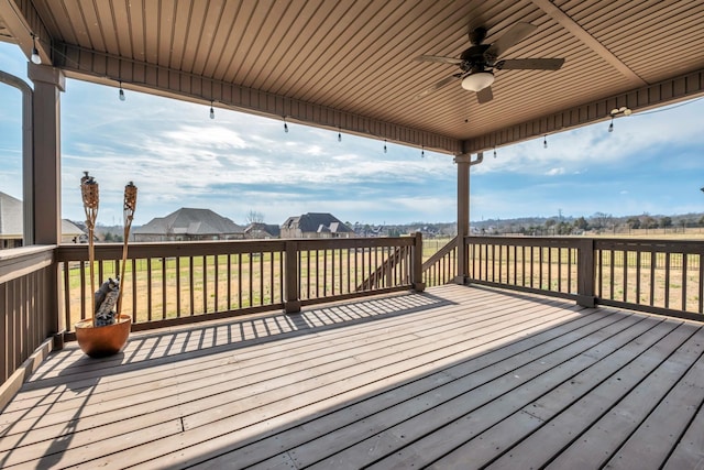 deck featuring a ceiling fan