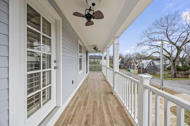 balcony with ceiling fan