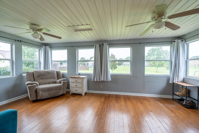 sunroom / solarium with wood ceiling