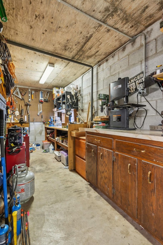 interior space with a workshop area