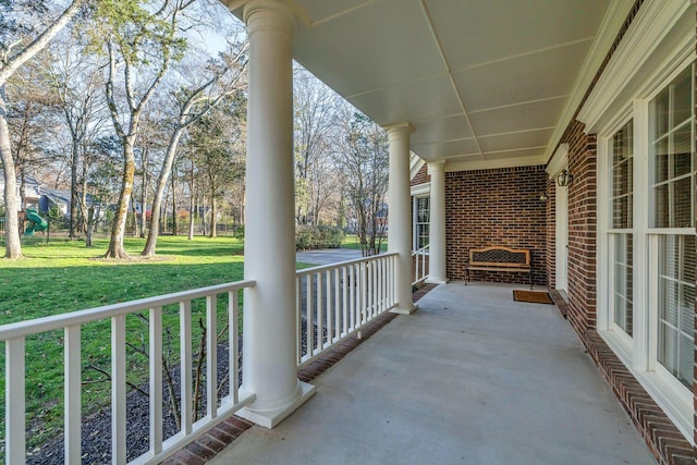 balcony featuring a porch