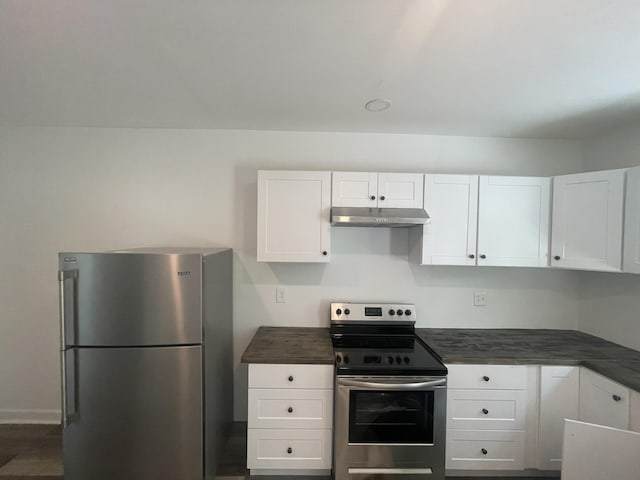 kitchen with white cabinets and stainless steel appliances