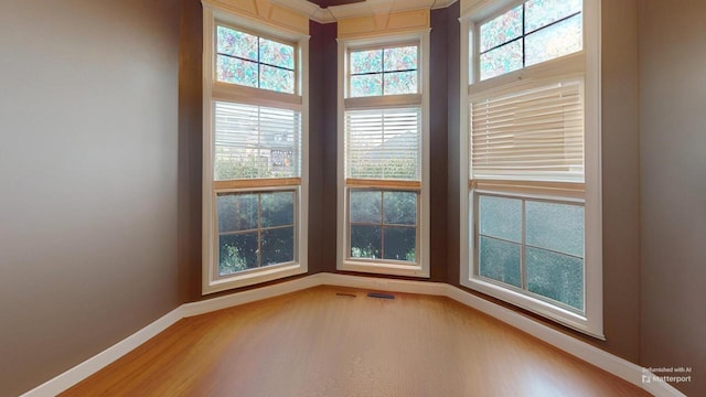 unfurnished room with wood-type flooring