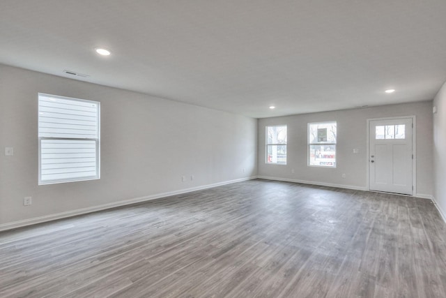 interior space with light hardwood / wood-style floors