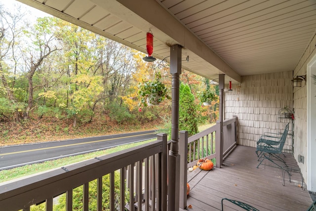 deck with a porch