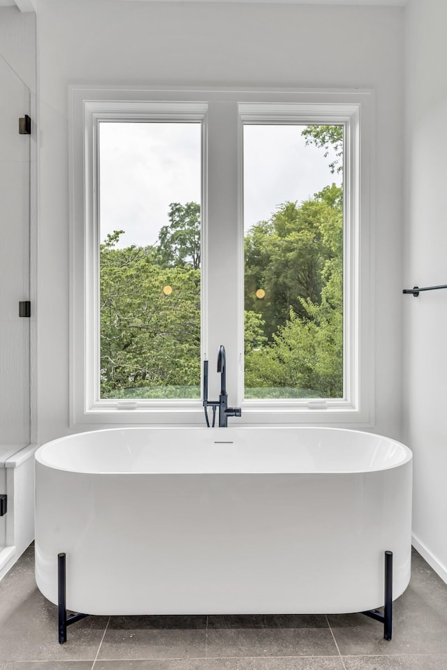 bathroom featuring plenty of natural light and a bathing tub