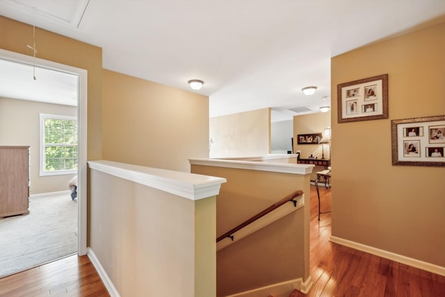 corridor featuring dark hardwood / wood-style floors