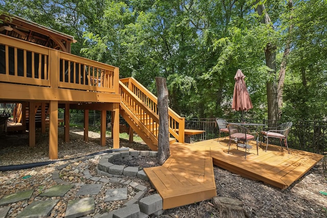 view of patio featuring a wooden deck