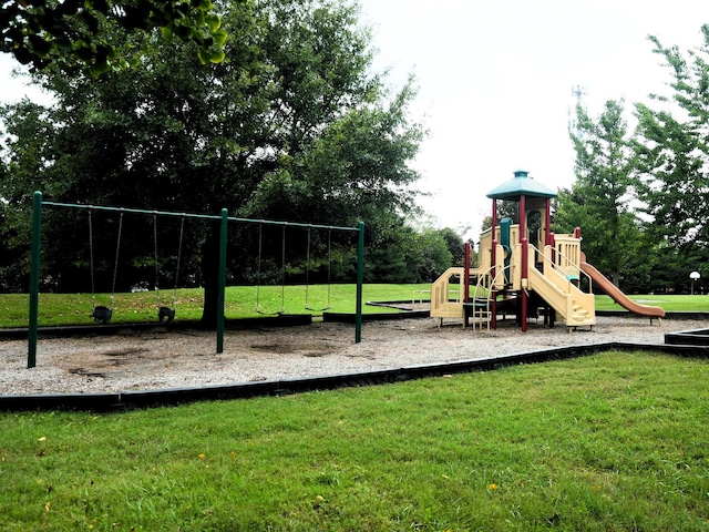 view of playground featuring a yard