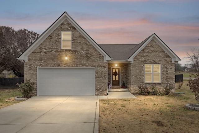 view of front of home with a garage