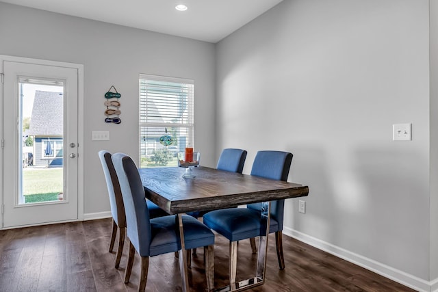 dining room featuring dark hardwood / wood-style flooring