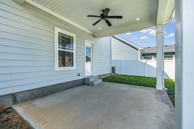 view of patio / terrace with ceiling fan