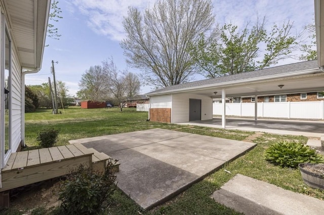 view of yard with a patio area and fence