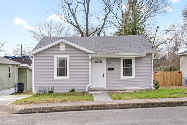 view of front of home featuring central air condition unit