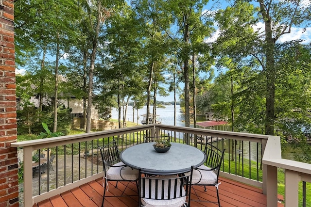 deck with a water view