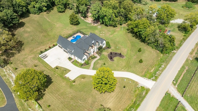 drone / aerial view with a rural view