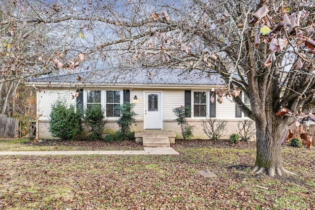 view of single story home