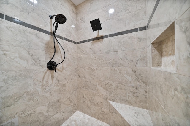 interior details featuring tiled shower