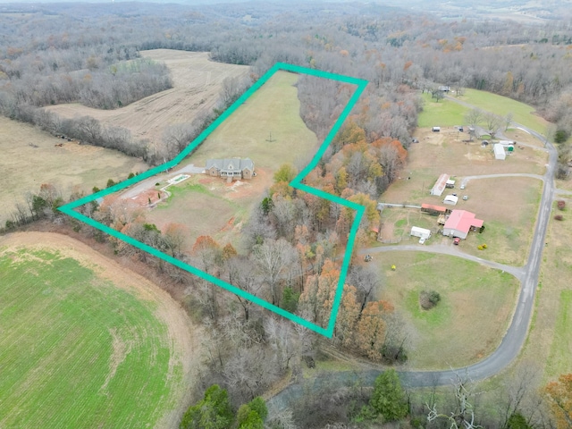 drone / aerial view featuring a rural view