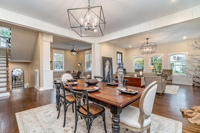 dining room featuring dark wood-type flooring