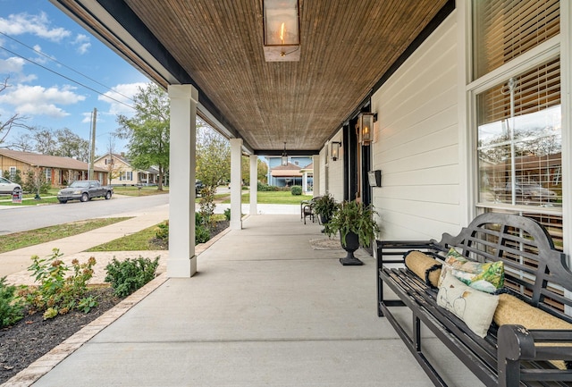 view of patio featuring a porch