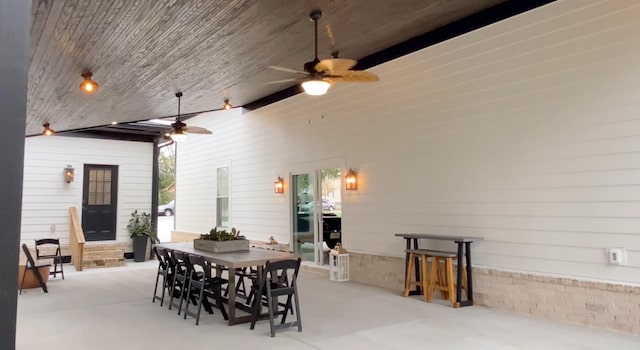 view of patio with ceiling fan