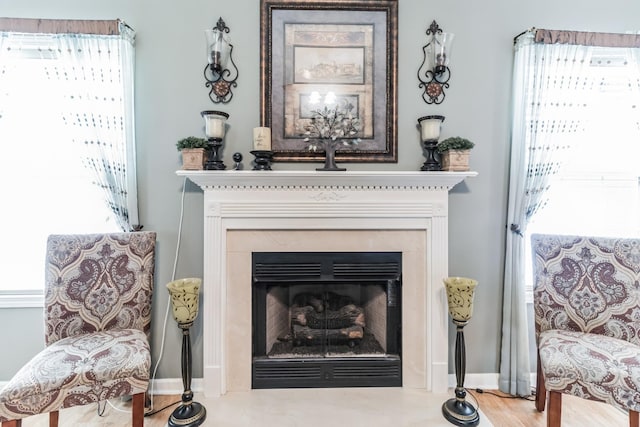 living area featuring hardwood / wood-style flooring