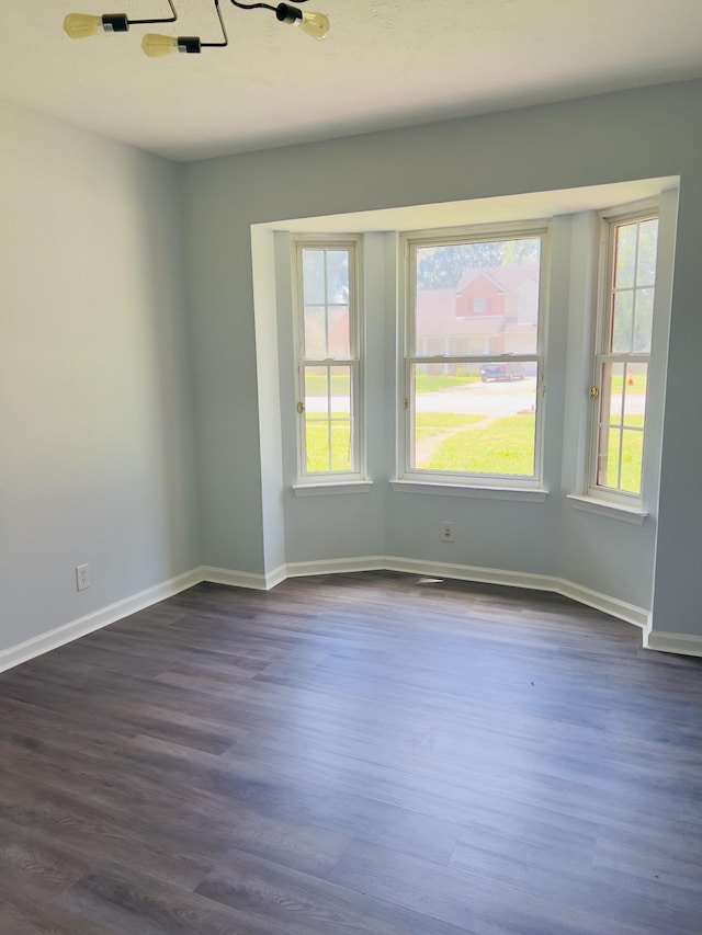 unfurnished room with dark wood-type flooring and a wealth of natural light