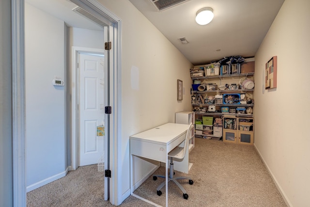 view of carpeted office space