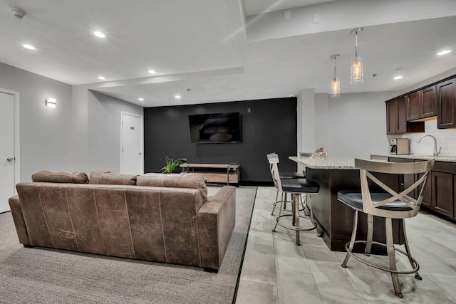 living room with sink