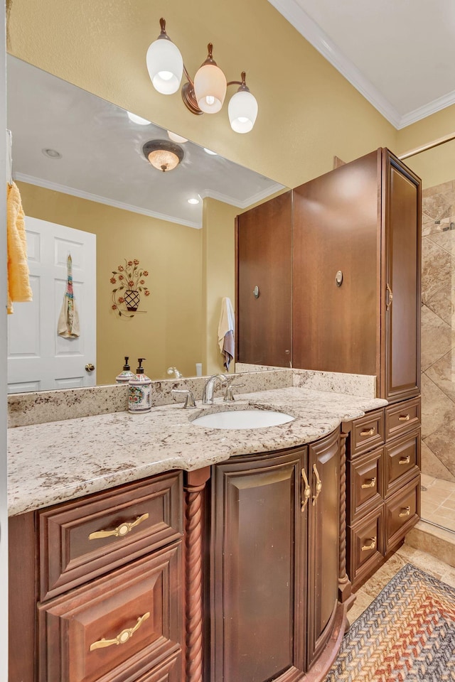 bathroom featuring vanity and crown molding