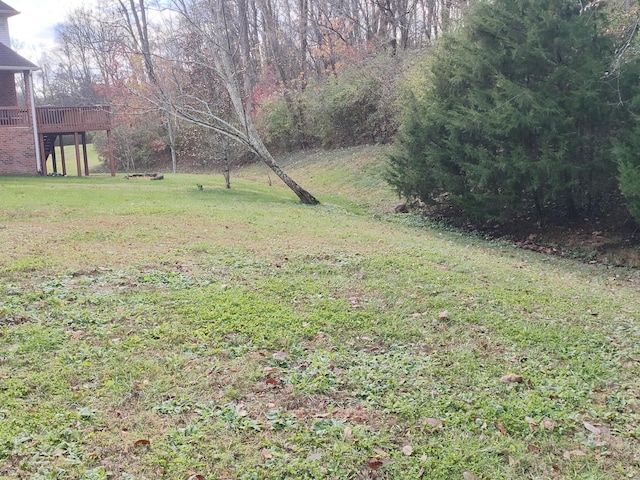 view of yard with a deck