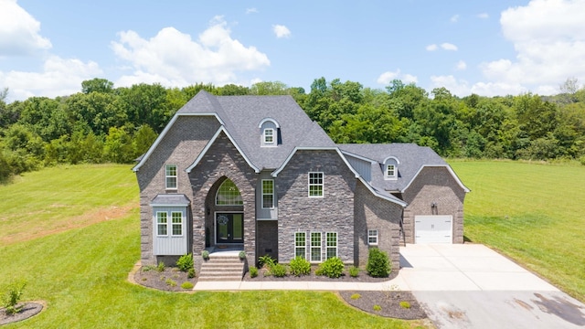 view of front of home with a front yard