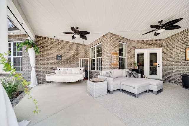 view of patio featuring an outdoor hangout area and french doors