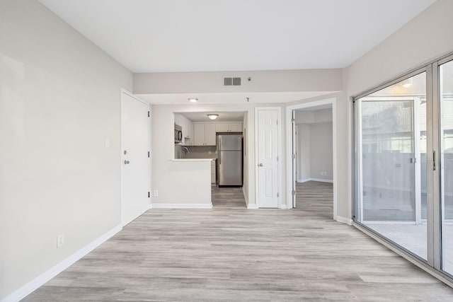 unfurnished living room with light hardwood / wood-style floors