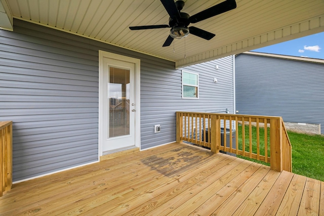 deck featuring ceiling fan