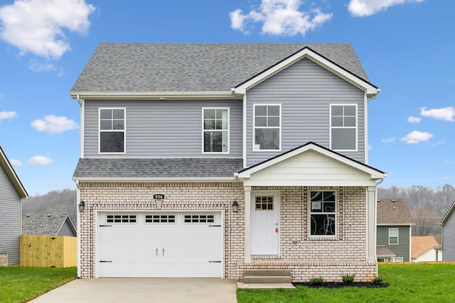 view of front property with a garage