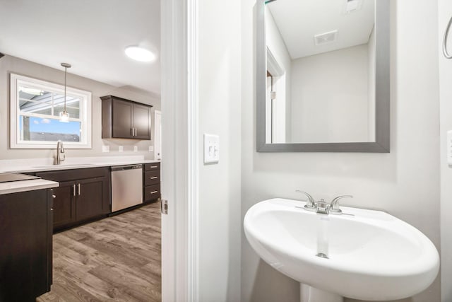 bathroom featuring hardwood / wood-style flooring and sink