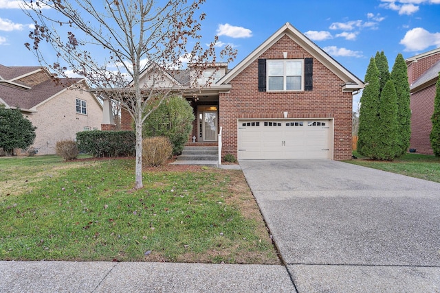 front of property featuring a garage and a front yard