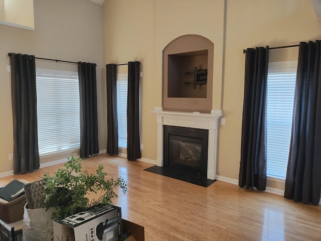 living room featuring light wood-type flooring and a healthy amount of sunlight