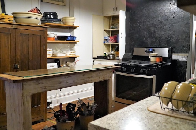 kitchen with stainless steel gas range