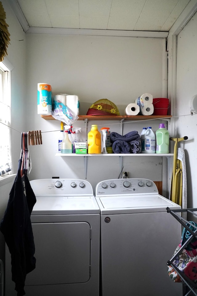 washroom with separate washer and dryer