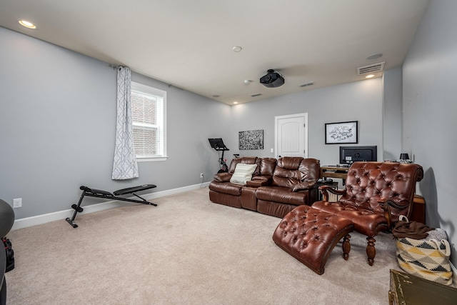 home theater room with carpet floors