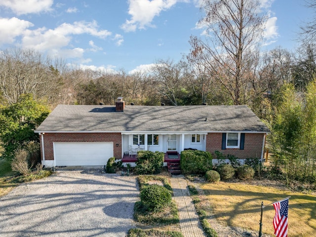 single story home with a garage