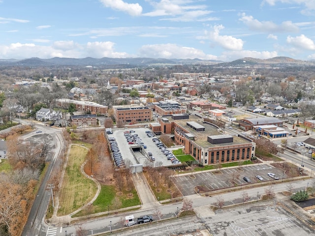 aerial view with a mountain view