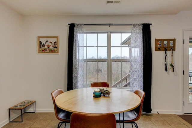 view of tiled dining room