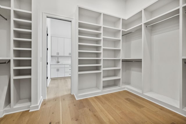 walk in closet featuring hardwood / wood-style flooring