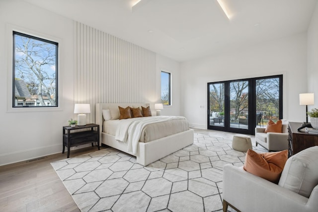 bedroom featuring light wood-type flooring